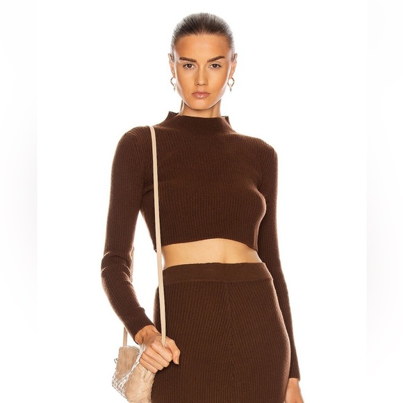 The Andamane Sweaters - The Andamane Enny Cropped Sweater Ribbed Wool Cashmere Brown